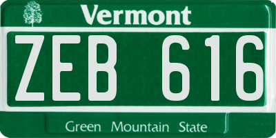 VT license plate ZEB616