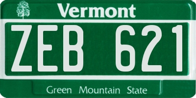 VT license plate ZEB621