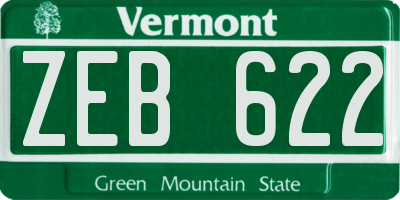 VT license plate ZEB622