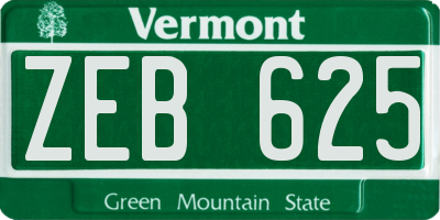 VT license plate ZEB625