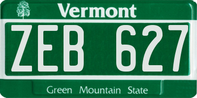 VT license plate ZEB627
