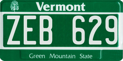 VT license plate ZEB629