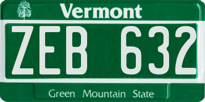 VT license plate ZEB632