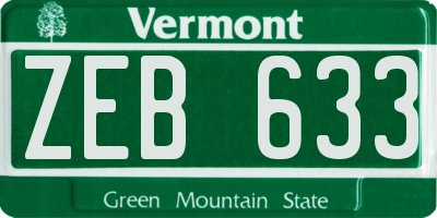 VT license plate ZEB633