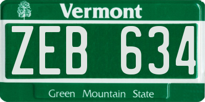 VT license plate ZEB634