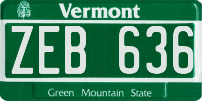 VT license plate ZEB636