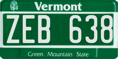 VT license plate ZEB638