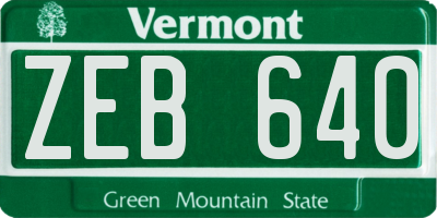 VT license plate ZEB640