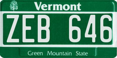 VT license plate ZEB646