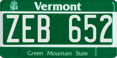 VT license plate ZEB652