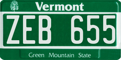 VT license plate ZEB655