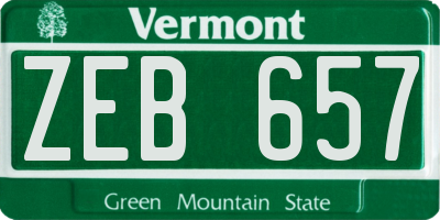 VT license plate ZEB657