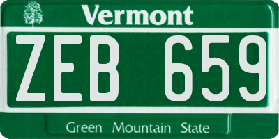 VT license plate ZEB659