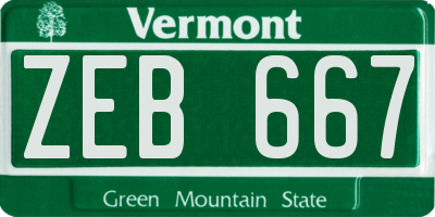 VT license plate ZEB667