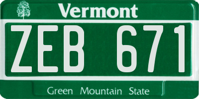 VT license plate ZEB671