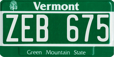 VT license plate ZEB675