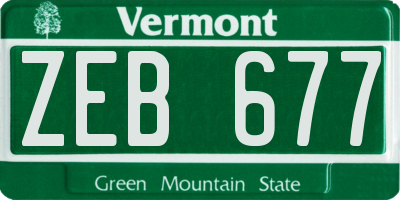 VT license plate ZEB677