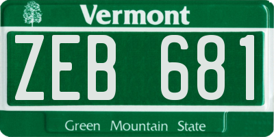 VT license plate ZEB681