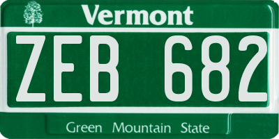 VT license plate ZEB682
