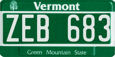 VT license plate ZEB683