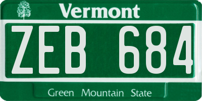 VT license plate ZEB684