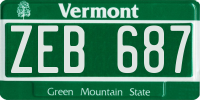 VT license plate ZEB687