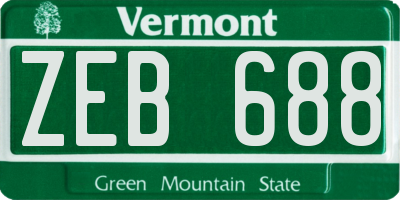 VT license plate ZEB688