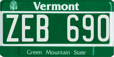 VT license plate ZEB690