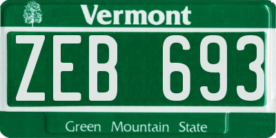 VT license plate ZEB693