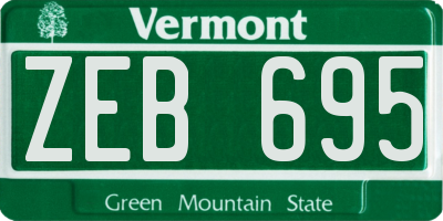 VT license plate ZEB695