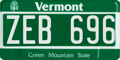 VT license plate ZEB696