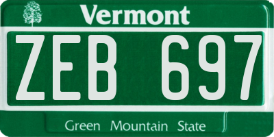 VT license plate ZEB697
