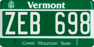 VT license plate ZEB698