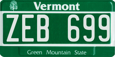 VT license plate ZEB699