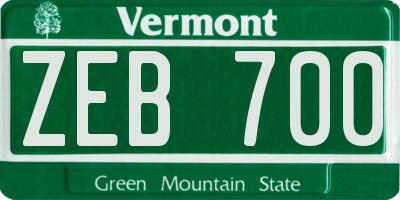 VT license plate ZEB700