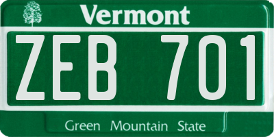 VT license plate ZEB701