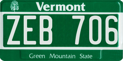 VT license plate ZEB706