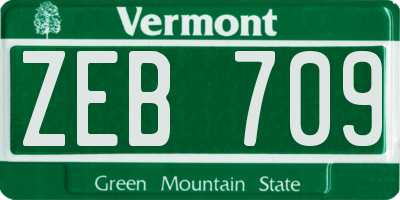 VT license plate ZEB709