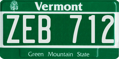 VT license plate ZEB712