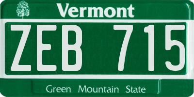 VT license plate ZEB715