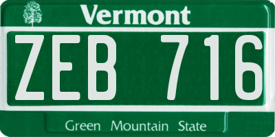 VT license plate ZEB716