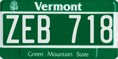 VT license plate ZEB718