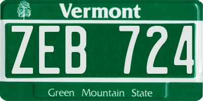 VT license plate ZEB724