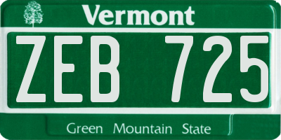 VT license plate ZEB725