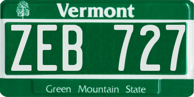VT license plate ZEB727
