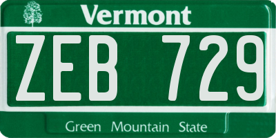 VT license plate ZEB729