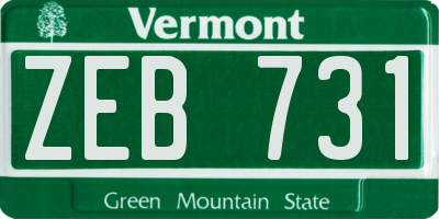 VT license plate ZEB731