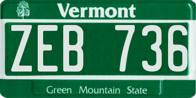 VT license plate ZEB736
