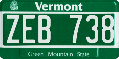 VT license plate ZEB738