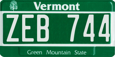 VT license plate ZEB744